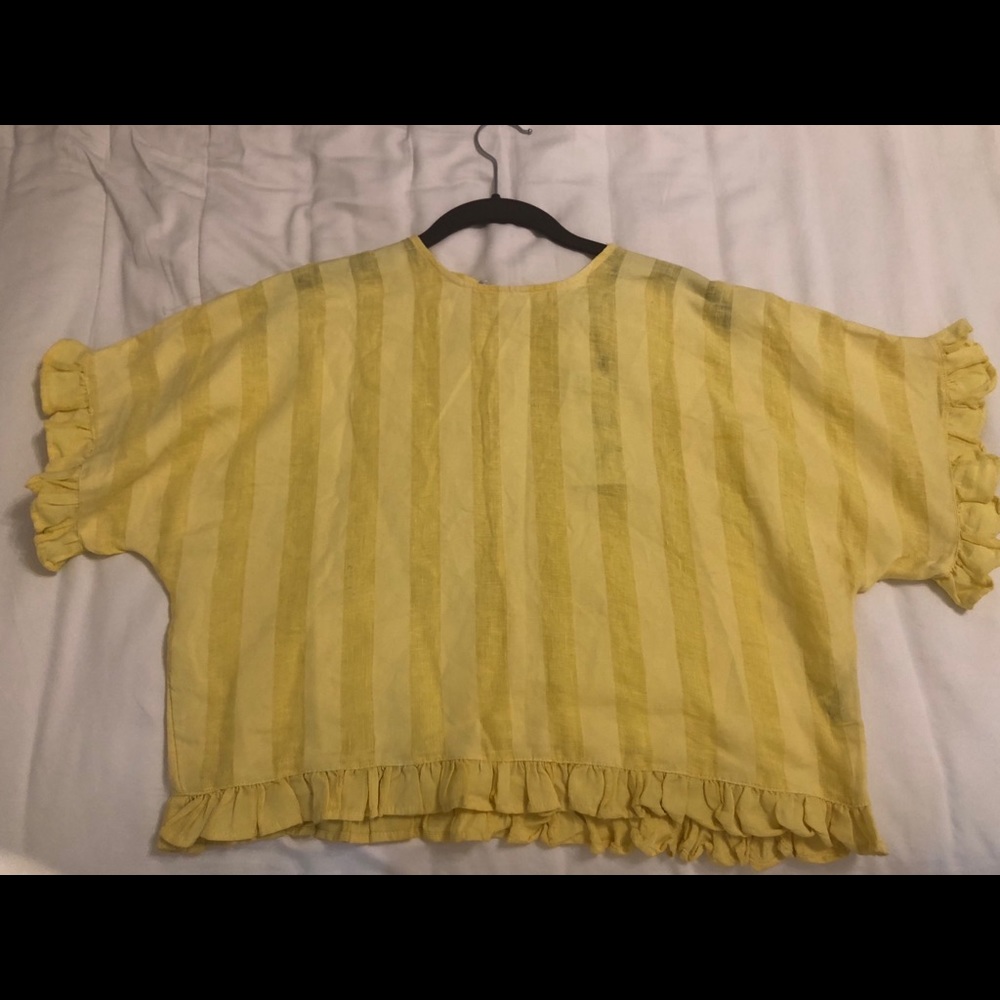 Zara Basics Yellow Ruffle Top